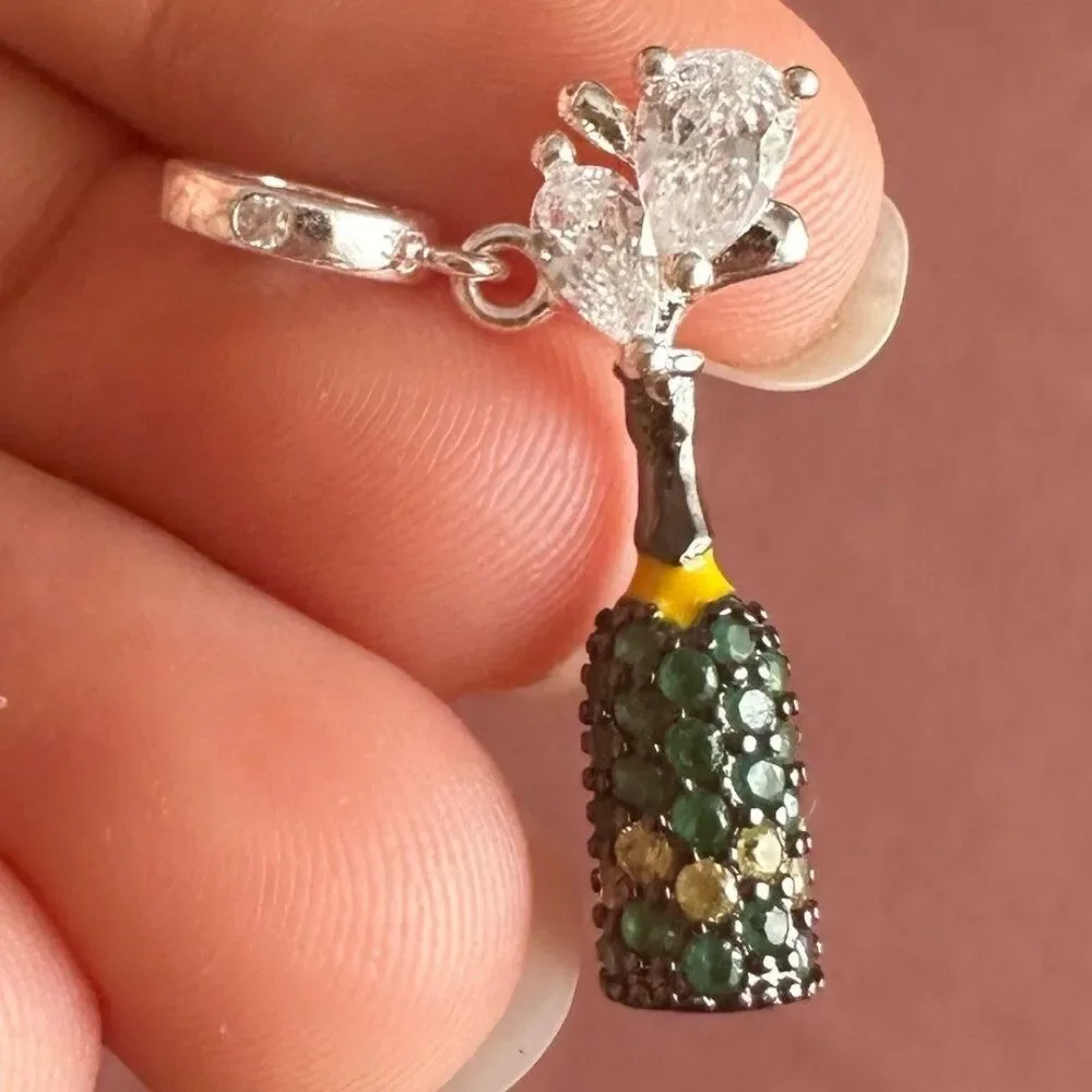 NWOT Champagne Bottle Silver 925 Charm